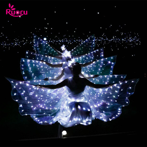 Ruoru – ailes de danse du ventre pour Led, 360 degrés, avec bâtons réglables, accessoires de Performance sur scène, blanc brillant ► Photo 1/6