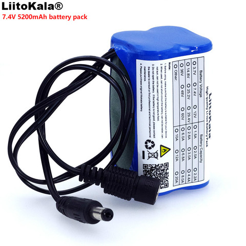 LiitoKala protéger 7.4 V 5200 mAh 8.4 V 18650 li-lon batterie vélo lumières lampe frontale spécial batterie pack DC 5.5*2.1MM ► Photo 1/5