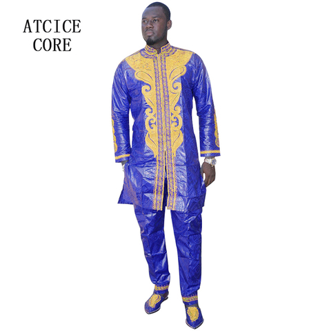 Tenue africaine pour hommes, vêtement 2 pièces, tunique avec broderie, haut et pantalon, tissu masculin, LC060 ► Photo 1/5