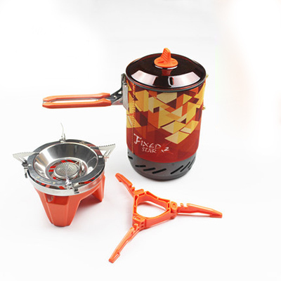 Nouveauté feu érable extérieur poêle une pièce Camping poêle échangeur de chaleur Pot Camping cuisine cuisinière 1.0L 600g FMS-X2 ► Photo 1/6