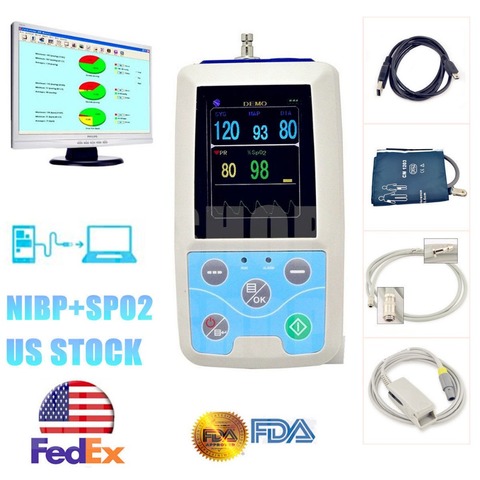 CONTEC PM50 moniteur Portable de pression artérielle NIBP/Spo2, moniteur de Patient + manchette + sonde nouveau ► Photo 1/5