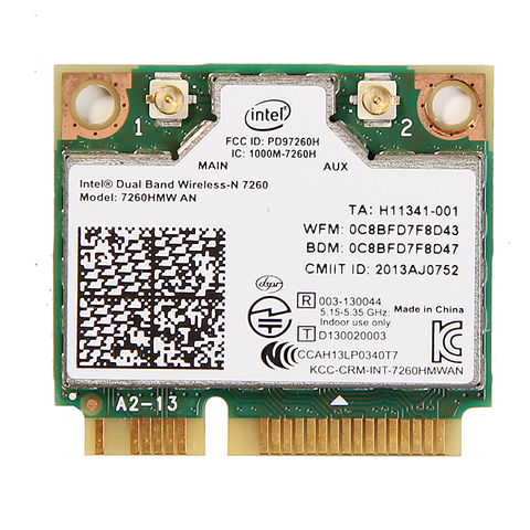 Double bande pour Intel wireless-n 7260 7260HMW une demi-Mini Pci-e 300Mbps Wifi sans fil + Bluetooth 4.0 carte Wlan pour ordinateur portable ► Photo 1/5