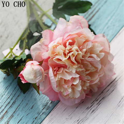 YO CHO – fleurs de pivoines artificielles, Branches de décoration d'automne, pour décoration de mariage à domicile, Bouquets de pivoines en soie ► Photo 1/1