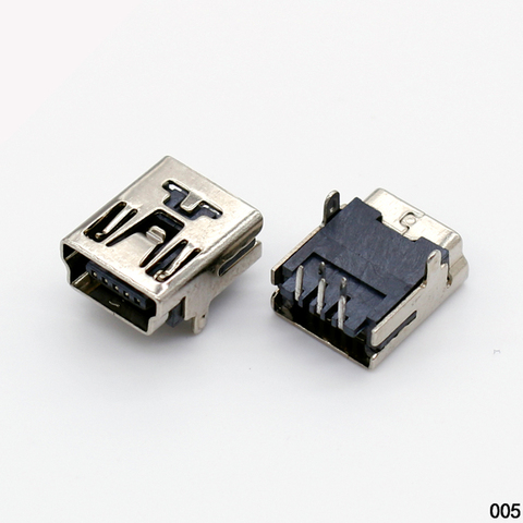 MINI prise USB 5P/F, 1 pièce, pour téléphone, MP4, angle 90, 5 broches, matériau: cuivre ► Photo 1/1