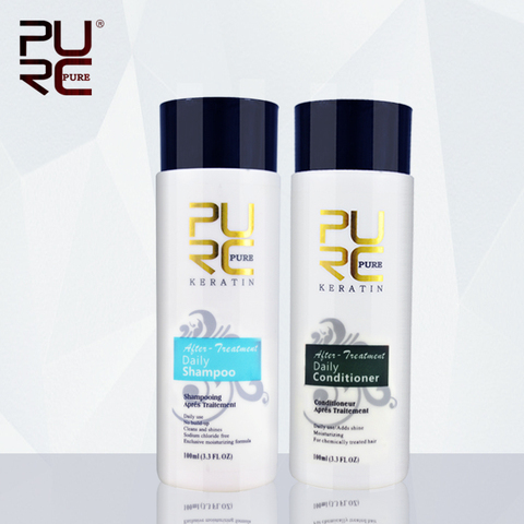 PURC 100 ml Quotidien shampooing et revitalisant quotidien pour après kératine traitement utilisation quotidienne faire cheveux lissage et éclat cheveux care set ► Photo 1/6