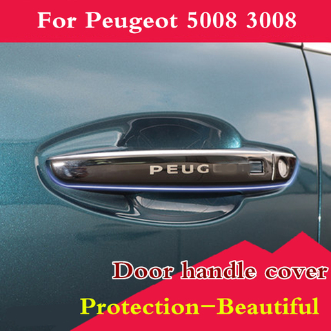 Poignée de porte extérieure Peugeot | En acier inoxydable, couvercle de protection autocollant modification externe pour Peugeot 5008 3008 2017 2022 ► Photo 1/5