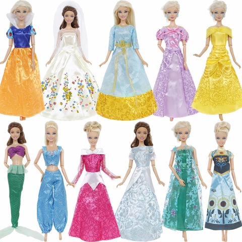 Un ensemble de mode conte de fées princesse robe de poupée robe de fête de mariage tenue accessoires vêtements pour Barbie poupée fille enfant jouets ► Photo 1/6