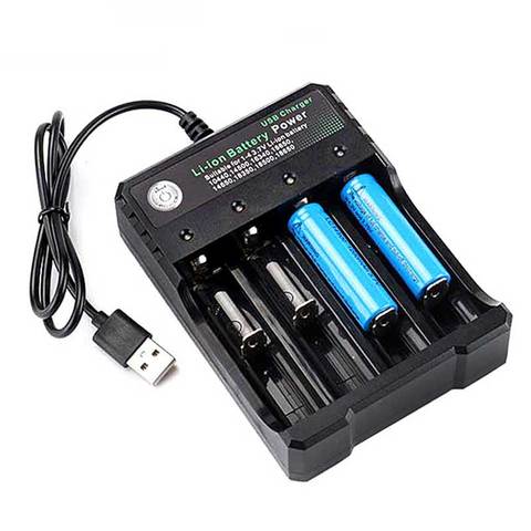 Chargeur de batterie USB 18650 noir, 4 emplacements, AC 110V 220V, double pour batterie au Lithium 18650 V ► Photo 1/6