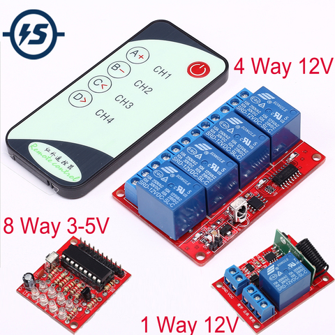 Module d'entraînement de relais récepteur sans fil infrarouge IR + commutateur de commande à distance sans fil 3-5V 12V 1 4 8 canaux ► Photo 1/1