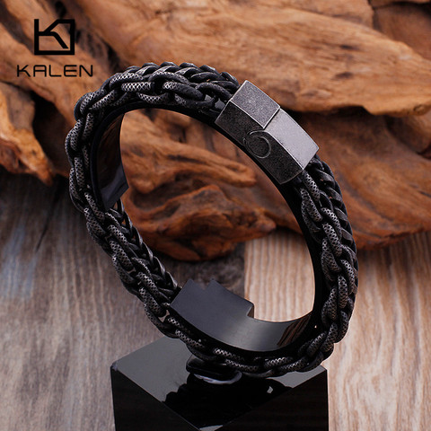 KALEN-Bracelet à Double chaîne à maillons mat en acier inoxydable 316, bijou, chaîne de main, Hip Hop pour motard, pour hommes, livraison directe ► Photo 1/6