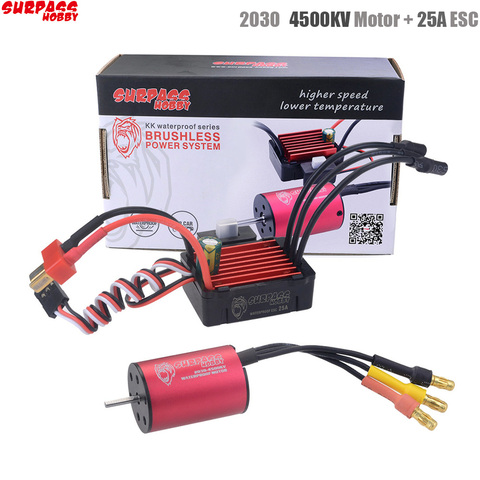 Surpasser passe-temps contrôleur de vitesse sans brosse 25A ESC + 2030 4500kv moteur étanche pour 1/18 et 1/20 voiture RC ► Photo 1/6