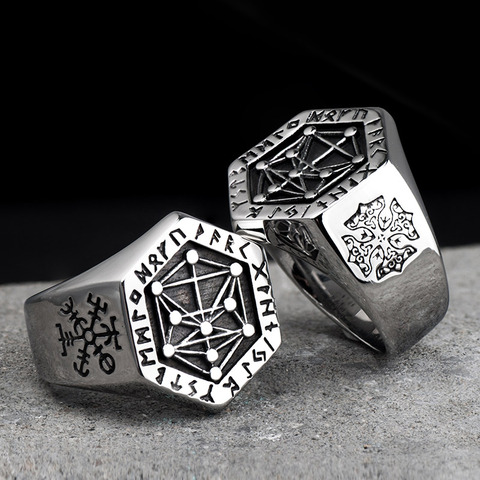 Mygrillz – bague en acier inoxydable pour hommes et femmes, anneau de mythologie nordique, Viking rune, Kabala totem, Index, bijoux à la mode ► Photo 1/5