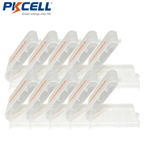 10 pièces X boîtier en plastique porte-boîte de rangement couvercle pour piles AA et AAA rechargeables PKCELL ► Photo 1/5