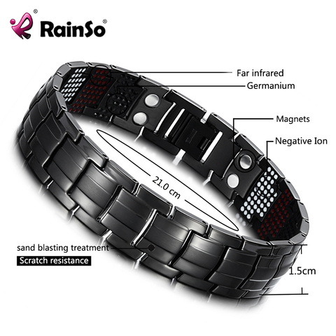 RainSo – Bracelet en Germanium pour hommes, breloque en titane noir, thérapie magnétique, Unique, bijoux, 2022 ► Photo 1/6