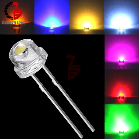 Chapeau de paille à Diode, 5mm, 100 pièces, blanc rouge vert bleu jaune violet, Smd Smt, Led claire Super brillant, lampe 20000mcd ► Photo 1/6