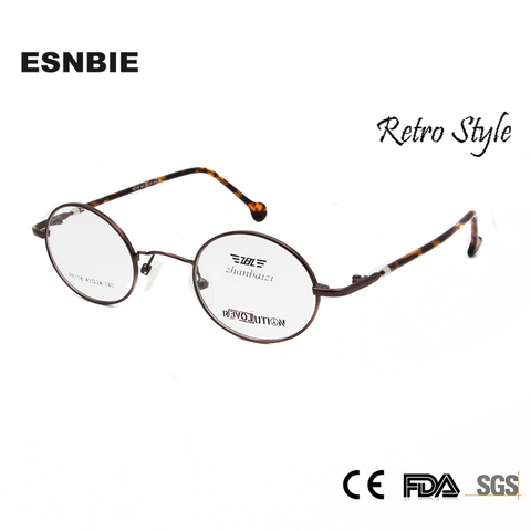 ESNBIE – lunettes Vintage pour hommes et femmes, petites montures rondes en métal, verres optiques de Prescription, Oculos de grau ► Photo 1/6