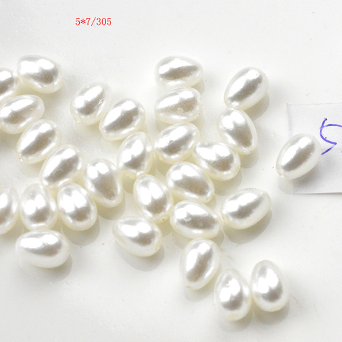 FLTMRH 50pcs 5*7mm ABS Imitation perle trou droit perles de riz bricolage accessoires Whol vente résine perlée pour la fabrication de bijoux ► Photo 1/1