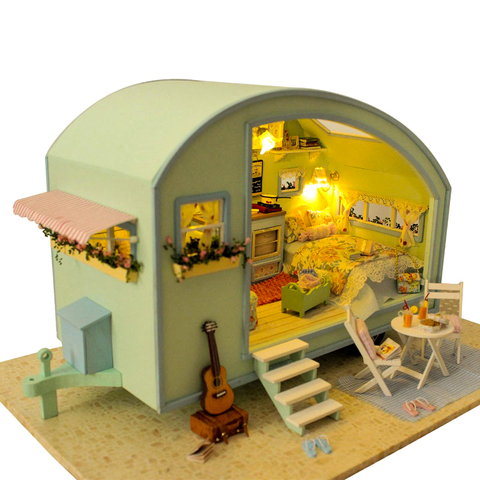 Maison de poupée en bois Miniature pour enfants, bricolage, Kit de meubles, jouets, cadeau, voyage, A-016 ► Photo 1/6