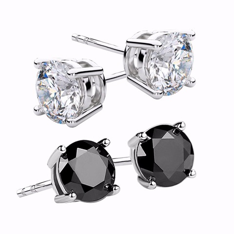 Boucles d'oreilles Moissanite 14K, or blanc et argent, Moissanite, 1ctw, 5mm, mariage, fiançailles, pour femmes ► Photo 1/1