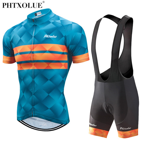 Phtxolue – maillot de cyclisme pour hommes, ensemble de cyclisme, respirant, Anti-UV, à manches courtes ► Photo 1/6