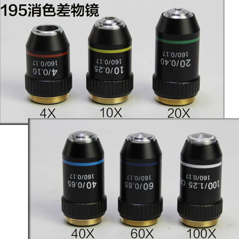 Microscope biologique, système de Biomicroscope, 4x10x20x40x60x100x195, lentille d'objectif achromatique de laboratoire ► Photo 1/3