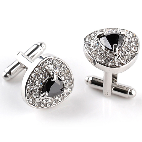 Boutons de manchette de luxe en Zircon noir, violet, blanc, cristal, boutons de manchette de marque à la mode de haute qualité, pour hommes et femmes ► Photo 1/6