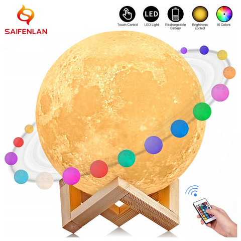 Livraison directe 3D Impression lampe de lune Clair De Lune Coloré Tactile USB led Nuit Lumière Rechargeable Veilleuse décoration d'intérieur Creative Cadeau ► Photo 1/6