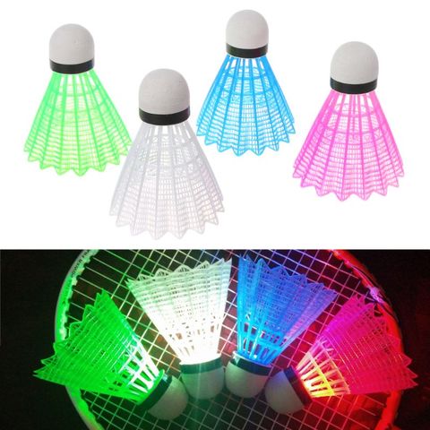 Volants lumineux de Badminton en plastique coloré, 4 pièces, éclairage de nuit sombre, accessoires ► Photo 1/6