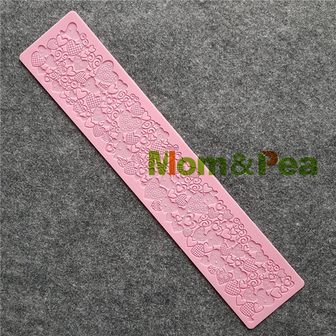 Mom & Pea GX223-moule en dentelle en cœur pour décoration de gâteau, moule 3D en Silicone de qualité alimentaire ► Photo 1/3