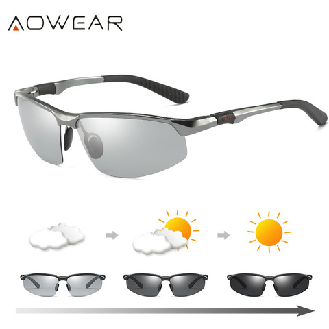 AOWEAR-lunettes de soleil caméléon polarisées HD pour hommes, verres photochromiques polarisées, pour la nuit et le jour, pour la conduite, Anti-éblouissement ► Photo 1/6