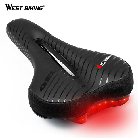 WEST Cycling-selle de vélo imperméable et confortable avec éclairage arrière, accessoire de cyclisme résistant au vtt et ajouré ► Photo 1/6