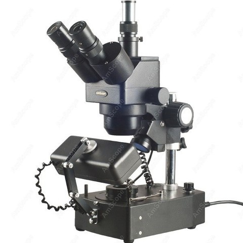 Microscope trinoculaire pour bijoux et gemmes, fournitures AmScope 10X-60X, Microscope stéréo trinoculaire pour bijoux avec trois lumières ► Photo 1/6