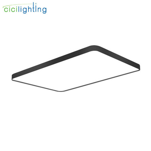 LED plafonnier moderne carré lampe salon luminaire chambre cuisine Ultra mince Rectangle led plafonnier noir ► Photo 1/6