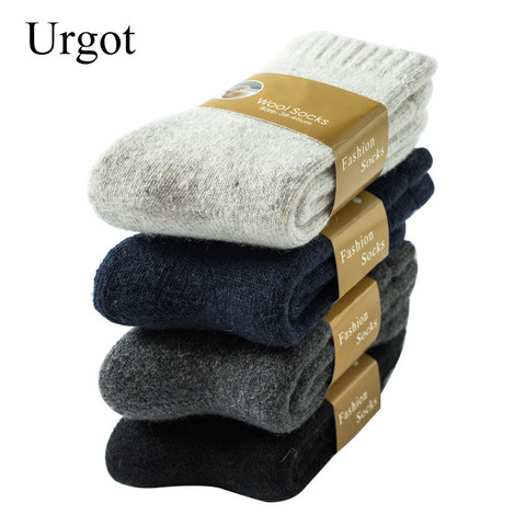 Urgot 3 paires hommes laine chaussettes hiver Super épais chaud couleur unie noir laine thermique mâle décontracté sommeil chaussettes hommes Sox Calcetines ► Photo 1/6