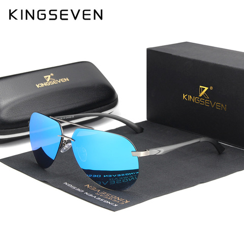 KINGSEVEN-lunettes de soleil pour hommes, verres polarisés sans monture, en aluminium, magnésium, haute définition, rétro lunettes pour femme ► Photo 1/5