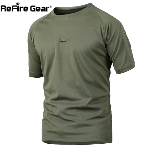 ReFire Gear-T-Shirt Camouflage tactique à séchage rapide, T-Shirt militaire à col de Camouflage décontracté respirant ► Photo 1/6