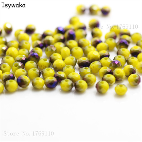 Isywaka – perles rondes en cristal pour la fabrication de bijoux, 4mm, 145 pièces, plusieurs couleurs unies, jaune, violet, autriche ► Photo 1/6