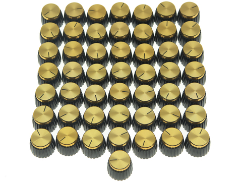 50x boutons d'amplificateur d'amplificateur de guitare noir avec capuchon or bouton poussoir pour ampli Marshall ► Photo 1/6