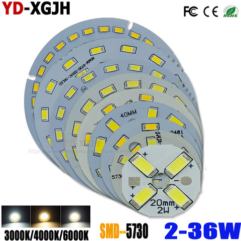 Plaque de lampe ronde en aluminium, Source lumineuse PCB, LED, SMD5730, ampoules rondes, 2 3 5 7 9 12 15 18 21 24 30 36W, rénovation, lampe, accessoire ► Photo 1/6