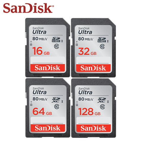 SanDisk-Carte SD, 16 go/32 go/64 go/100% go, SDHC/SDXC, classe 10, 80 mo/s, mémoire Flash, pour appareil photo, 128 authentique ► Photo 1/6