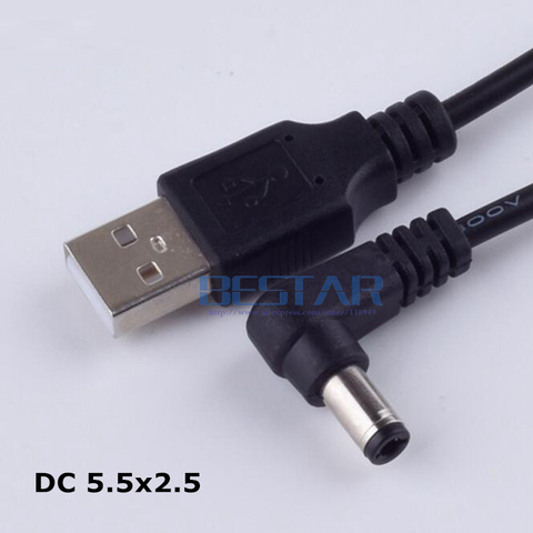 Prise d'alimentation USB noire, convertisseur vers prise de charge à angle droit de 5.5x2.5mm/DC 5525 L 5.5mm x 2.5mm 5.5x2.5mm, 1m ► Photo 1/3