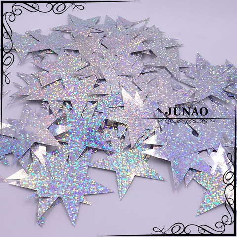 JUNAO – paillettes Laser couleur argent or, 60mm, grande étoile plate pour vêtements, artisanat de décoration de noël 100g ► Photo 1/6