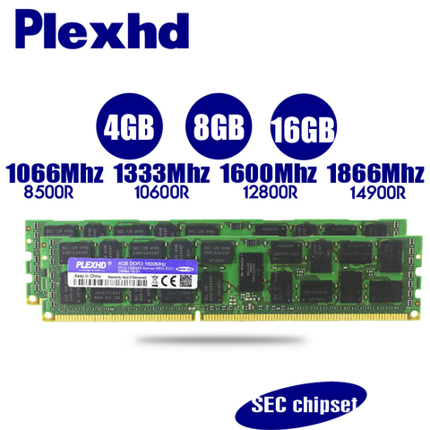 PLEXHD 16GB 8GB 4 GO X79 X58 2011 LGA2011 DDR3 PC3-10600R 12800R 14900R ECC REG 1866Mhz 1600Mhz 1333Mhz PC RAM Serveur mémoire RAM ► Photo 1/6