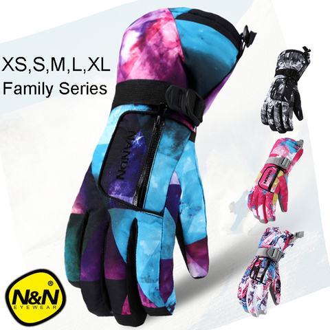 NANDN hiver chaud snowboard Ski gants hommes femmes enfants neige moufles imperméable Ski motoneige Handschoemen Air + XS S M L XL ► Photo 1/6