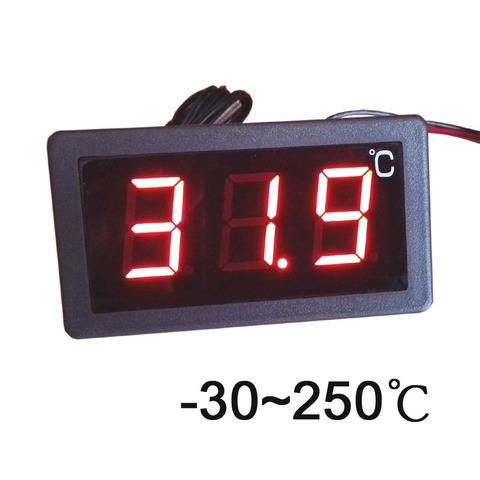 -30-250 degrés Celsius numérique thermomètre grand écran d'affichage led thermostat 12 V/24 V/220 V puissance ► Photo 1/1