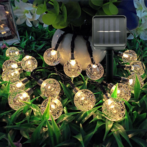 LED à alimentation solaire chaîne lumière multicolore boule de cristal fée lumières extérieur jardin paysage lampe décoration éclairage ► Photo 1/6