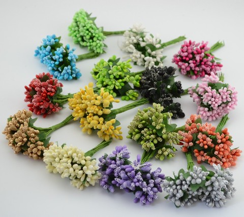 Couronne de fleurs artificielles 12 pièces/lot, matériau pour fête de mûrier, tige de fil/feuilles de mariage, décoration de boîte de mariage ► Photo 1/6