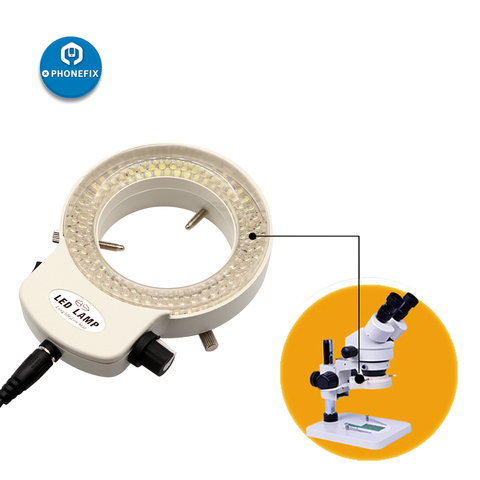 Lampe illuminateur pour Microscope 144 LED, éclairage annulaire réglable pour Microscope industriel, Source de lumière pour caméra ► Photo 1/6