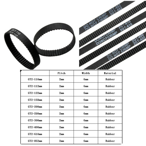 GT2 ceinture de synchronisation en caoutchouc | Boucle fermée 2 gt 6mm pièces d'imprimante 3D 110 112 122 158 200 280 300 400 610mm, parties synchrone ► Photo 1/3