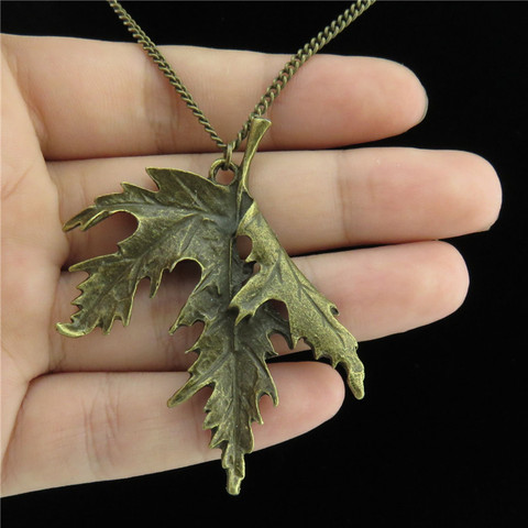 Plante à la mode pliant feuille d'érable breloques colliers feuille de chanvre pendentif longue chaîne femmes collier hommes cadeau bijoux accessoires ► Photo 1/5